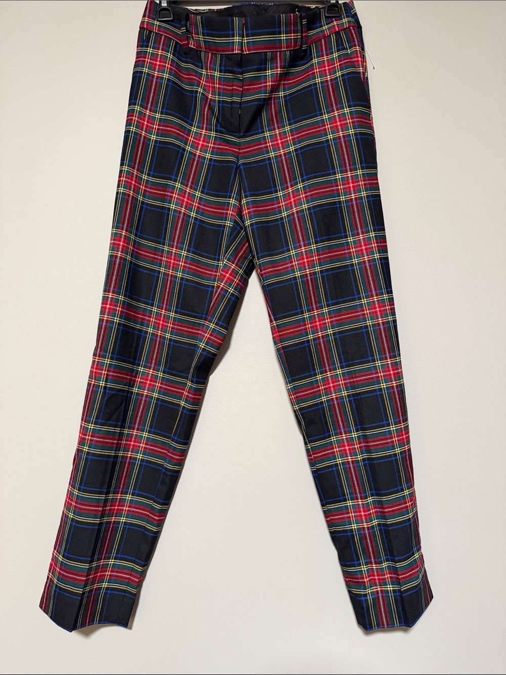Talbots Red and Navy Plaid Cropped Ankle Pants